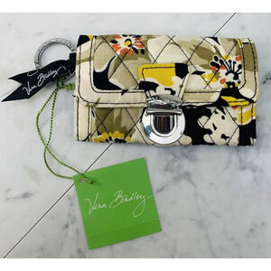 Vera Bradley Quick Swipe ID Dogwood Yellow Black Floral Wallet 12425-134 NWT